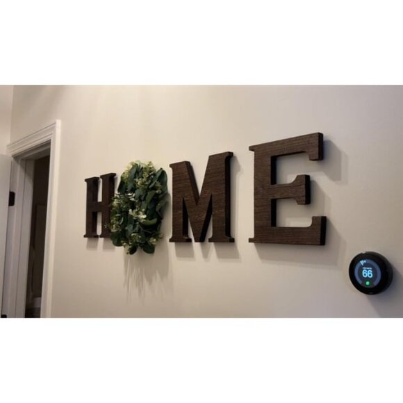 Wooden Home Sign with Artificial Eucalyptus Wreath for O, 9.8'' Home Letters - Picture 2 of 3
